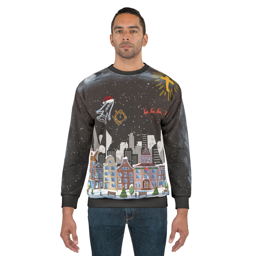 Christmas City Skyline Sweatshirt — Christmas Time's Single Cover Art